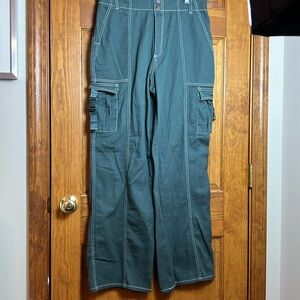 Women's RSQ Pants Green with White Stitching Size Large